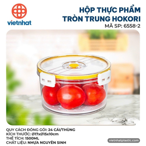 HỘP THỰC PHẨM TRÒN TRUNG HOKORI 6558-2