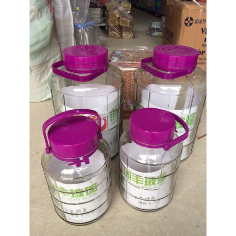 Lọ quai tím thủy tinh 2L