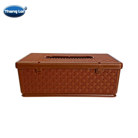 Hộp Đựng Giấy Ăn Bằng nhựa 067 Hình Chữ Nhật, kiểu mây đan Cho Nhà Hàng, Khách Sạn, Nhà Riêng  aladanh-net-vn