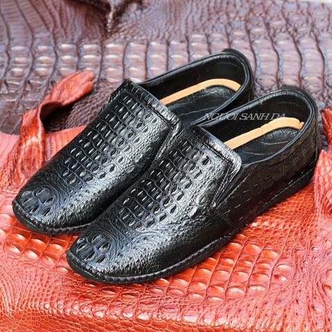 Giày lười da cá sấu thật màu đen GCS709-D