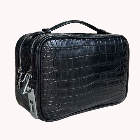 Túi golf da cá sấu màu đen khóa vân tay CTCS-913D