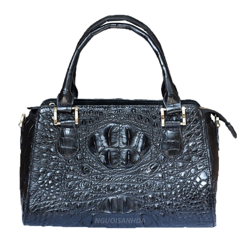 Túi xách da cá sấu hai quai màu đen TCS802-D