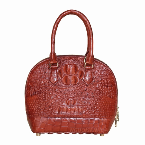 Túi xách nữ da cá sấu dáng con sò màu nâu đỏ TCS-202ND