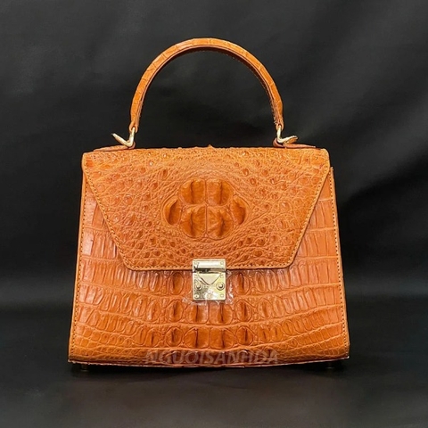 Túi xách da cá sấu thật màu vàng cam TCS-976VC