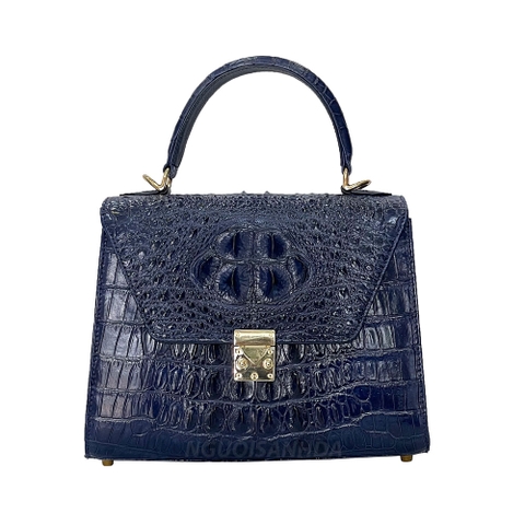 Túi xách da cá sấu thật màu xanh navy TCS-976XNV