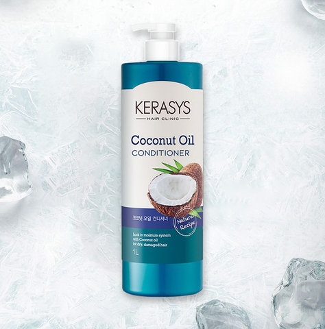 Dầu xả Kerasys Coconut Oil Conditioner 1L - Phục hồi tóc hư tổn, giúp tóc mềm mại, bóng khoẻ