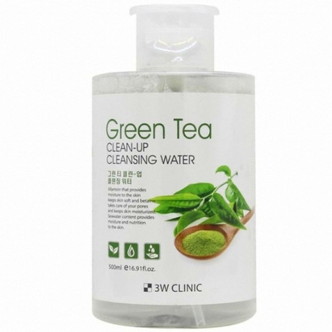Nước tẩy trang tinh chất trà xanh 3W Clinic Green Tea Clean-up Cleansing Water 500ml