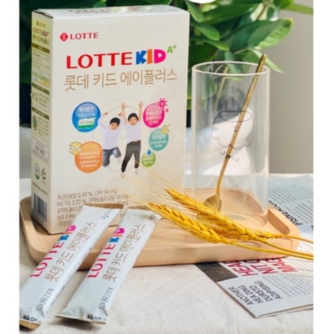 Sữa Bột Lotte Kid A+ Bò hộp giấy 140g - 10 gói (1-10 tuổi)