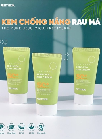 Kem Chống Nắng Dưỡng Ẩm Chiết Xuất Rau Má Pretty Skin The Pure Jeju Cica Sun Cream (50ml)