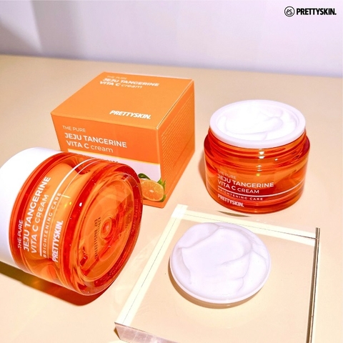Kem Dưỡng Phục Hồi Trắng Da Pretty Skin The Pure Jeju Tangerine Vita C Cream 52ml