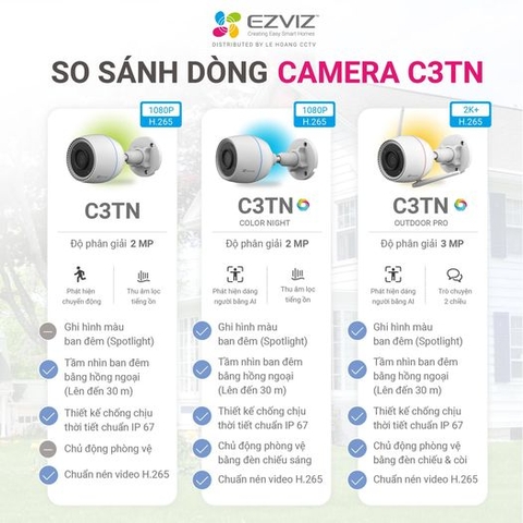 Camera Ezviz C3TN 3M wifi ngoài trời không dây nói chuyện 2 chiều