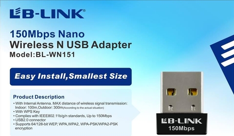 BỘ THU WIFI USB NANO CHUẨN N 150MBPS BL-WN151