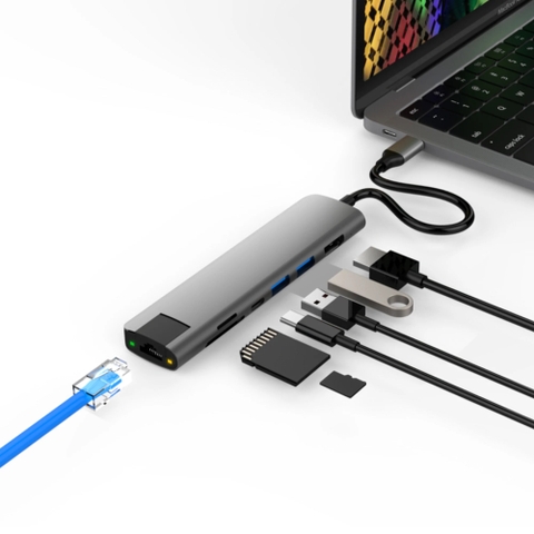CỔNG CHUYỂN HYPERDRIVE SLAB 7 IN 1 USB-C HUB FOR MACBOOK, SURFACE, PC & DEVICES HD22H