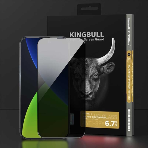 Miếng dán cường lực MIPOW KINGBULL HD CHỐNG NHÌN TRỘM ANTI SPY PROTECTOR cho iPhone 15 | 15 Plus | 15 Pro | 15 Pro Max  (FULL VIỀN ĐEN)