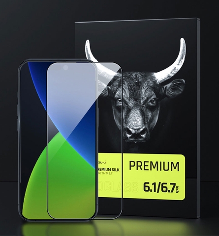 Miếng dán cường lực MIPOW KINGBULL PREMIUM SILK HD (2.7D) cho iPhone 14 | 14 Plus | 14 Pro | 14 Pro Max  (FULL VIỀN ĐEN)