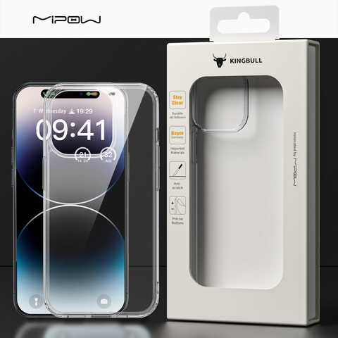Ốp Lưng iPhone 15 PRO MAX MIPOW Tempered Transparent Case PS15D