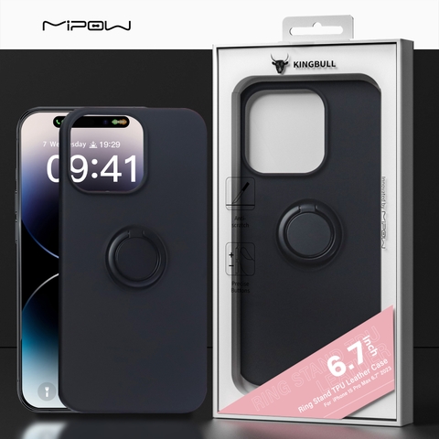 Ốp Lưng Mipow iPhone 15 PRO MAX Ring Stand TPU Leather MC15B04