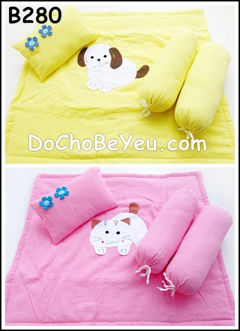 Bộ mền/tấm trải + 3 gối cotton