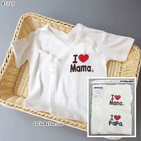 Áo cài xéo cho bé sơ sinh I love mama papa