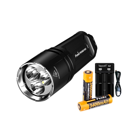 Đèn pin FENIX TK35UE V2.0 sáng 5000 lumen chiếu xa 400m kèm 02 pin sạc Fenix 3400mAh và sạc đôi Vapcell Q2