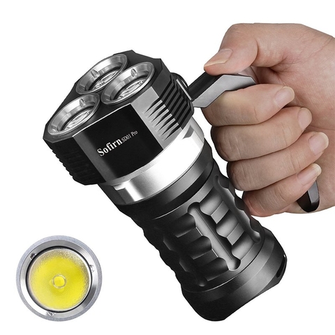 Đèn lặn SOFIRN SD01 Pro sáng 10.000 lumen chiếu xa 377m 3 LED Cree XHP50.2 chịu sâu 100 mét 4 pin 18650
