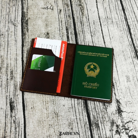 Ví đựng passport da bò handmade