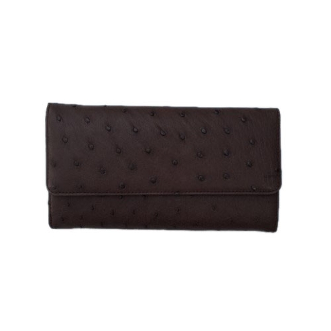Ostrich Leather Wallet Brown