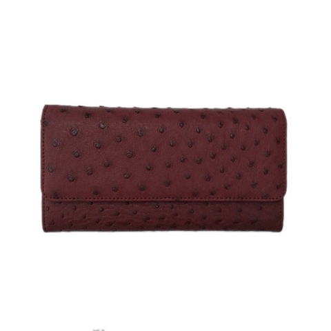 Ostrich Leather Wallet Red