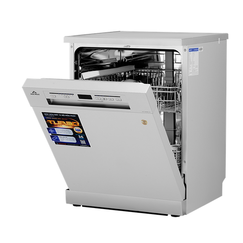 (Bảo hành 36 tháng) Máy rửa bát 13 bộ Hòa Phát HD F1306DBS.TM 6 chương trình rửa, sấy nhiệt Turbo, sản xuất tại Thái Lan