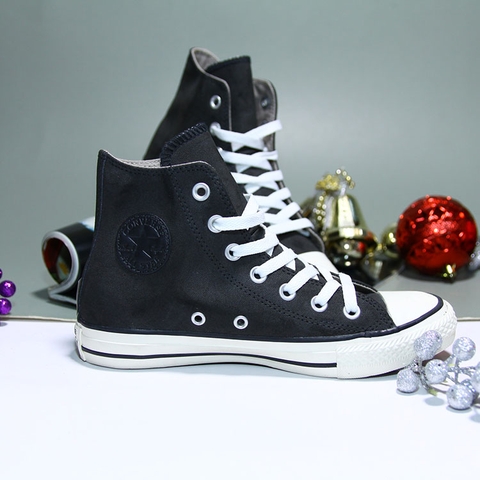 Converse cao cổ da lộn đen CCDD020