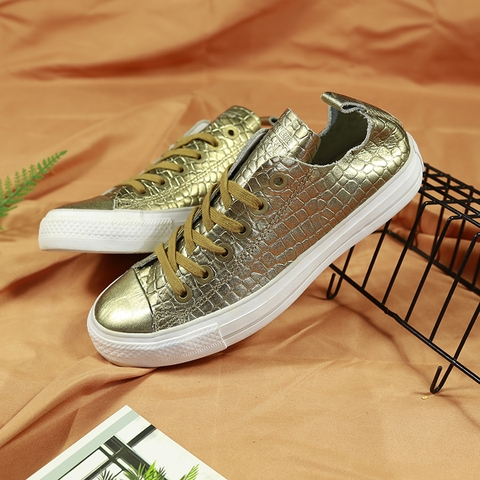 Converse thấp cổ da vàng