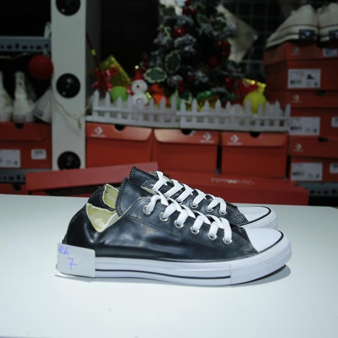 Outlet Converse rubber thấp cổ da đen COUT126