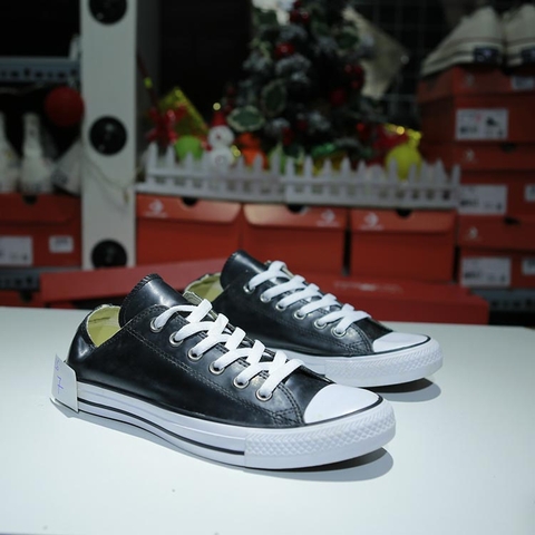 Outlet Converse rubber thấp cổ da đen COUT126