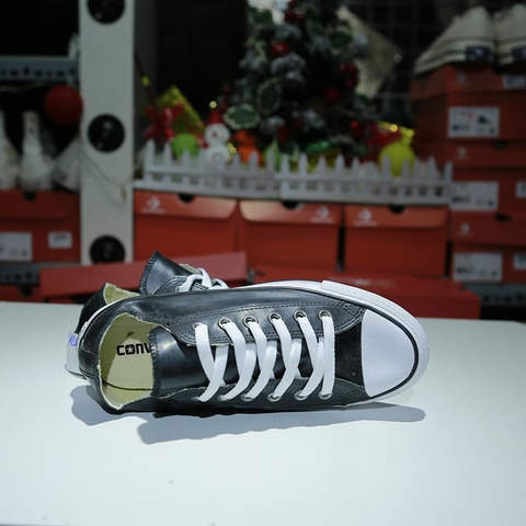 Outlet Converse rubber thấp cổ da đen COUT126