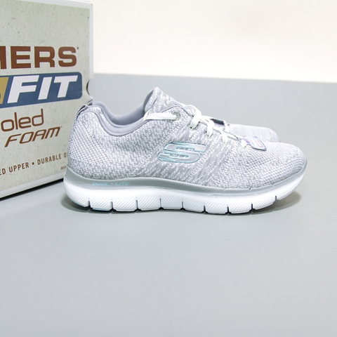 Skechers knit thấp cổ vải ghi STVG001