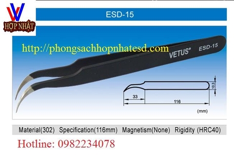 Phân phối giá sỉ Nhíp tĩnh điện Vetus ESD-15