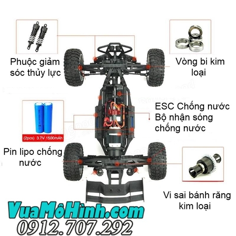 đồ chơi mô hình xe bán tải dune thunder xe ô tô đua địa hình off road điều khiển từ xa 2 cầu chính hãng tốc độ cao