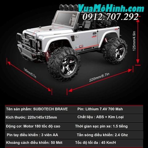 đồ chơi mô hình xe jeep mini subotech brave bg1511 xe ô tô đua địa hình off road điều khiển từ xa chính hãng tốc độ cao