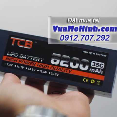 Pin 2s 7.4v 5200mAh 35C vỏ nhựa jack chữ T hoặc XT60 (dùng cho xe 1/10 ; 1/8)