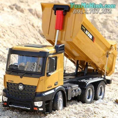 Xe tải ben công trình điều khiển từ xa Huina 1582 bản nâng cấp vỏ kim loại đồ chơi mô hình xe tải