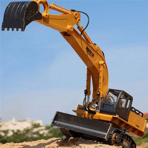 Máy xúc và ủi điều khiển từ xa EXCAVATOR gầu kim loại 11 kênh tỉ lệ 1/16 sóng 2.4GHz