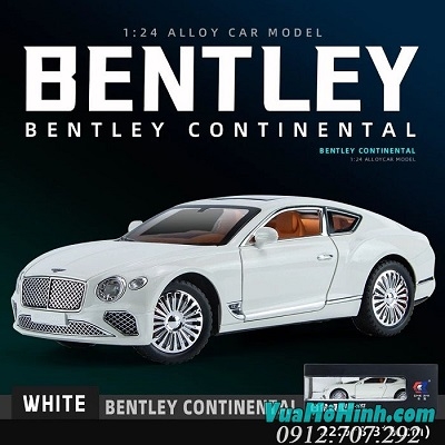 Mô hình xe ô tô Bentley Continental tỉ lệ 1/24 hãng Chezhi, vỏ kim loại, có đèn và âm thanh giả lập