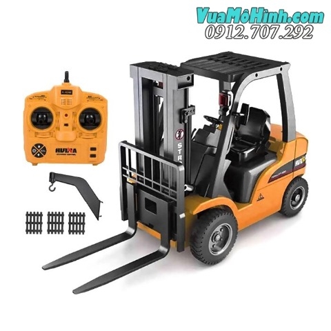 Xe nâng hàng điều khiển từ xa cỡ lớn FORKLIFT càng nâng kim loại lực nâng khỏe nâng hạ như thật tỷ lệ 1/10