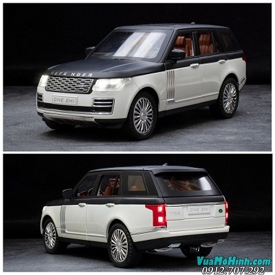 Mô hình xe ô tô Land Rover - Ranger Rover tỉ lệ 1/24 khung kim loại có đèn và âm thanh giả lập