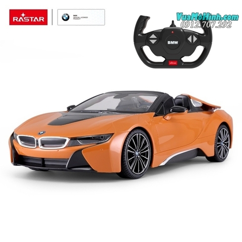 Mô hình xe BMW i8 Roadster siêu xe ô tô mui trần điều khiển từ xa tỷ lệ 1:12 Rastar, sóng điều khiển 2.4Ghz siêu khủng