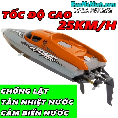 Cano điều khiển từ xa Atomic, cảnh báo pin yếu, chống lật, cảm biến nước