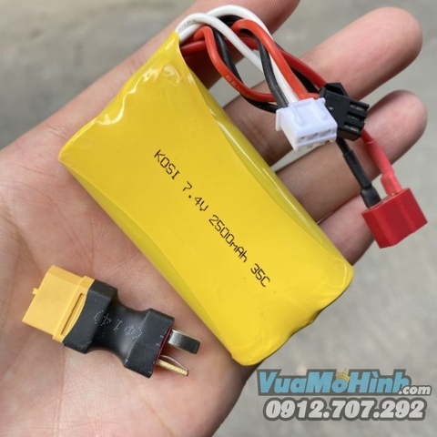 Pin Lion Kosi 2S 7.4V 2500mAh jack đa năng T XT60 XT60H dùng cho xe điều khiển, tàu thuyền, cano Pin Lion Kosi 2S 7.4V 2500mAh jack đa năng T XT60 XT60H dùng cho xe điều khiển, tàu thuyền, cano