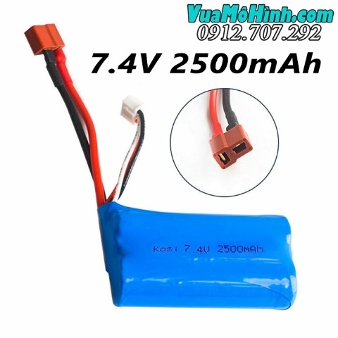 Pin Lion Kosi 2S 7.4V 2500mAh jack T XT60 XT60H dùng cho xe điều khiển, tàu thuyền, cano