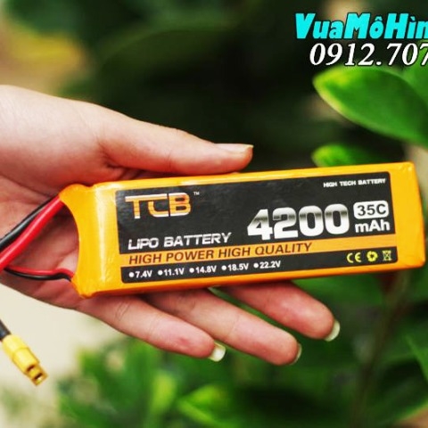 Pin TCB Lipo 2S 7.4V 4200mAh 35C jack T XT60 XT60H dùng cho xe điều khiển, tàu thuyền, cano