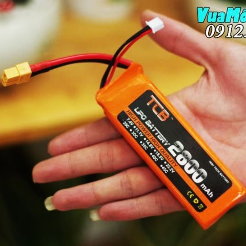 Pin TCB Lipo 2S 7.4V 2800mAh 25C jack T XT60 XT60H dùng cho xe điều khiển, tàu thuyền, cano